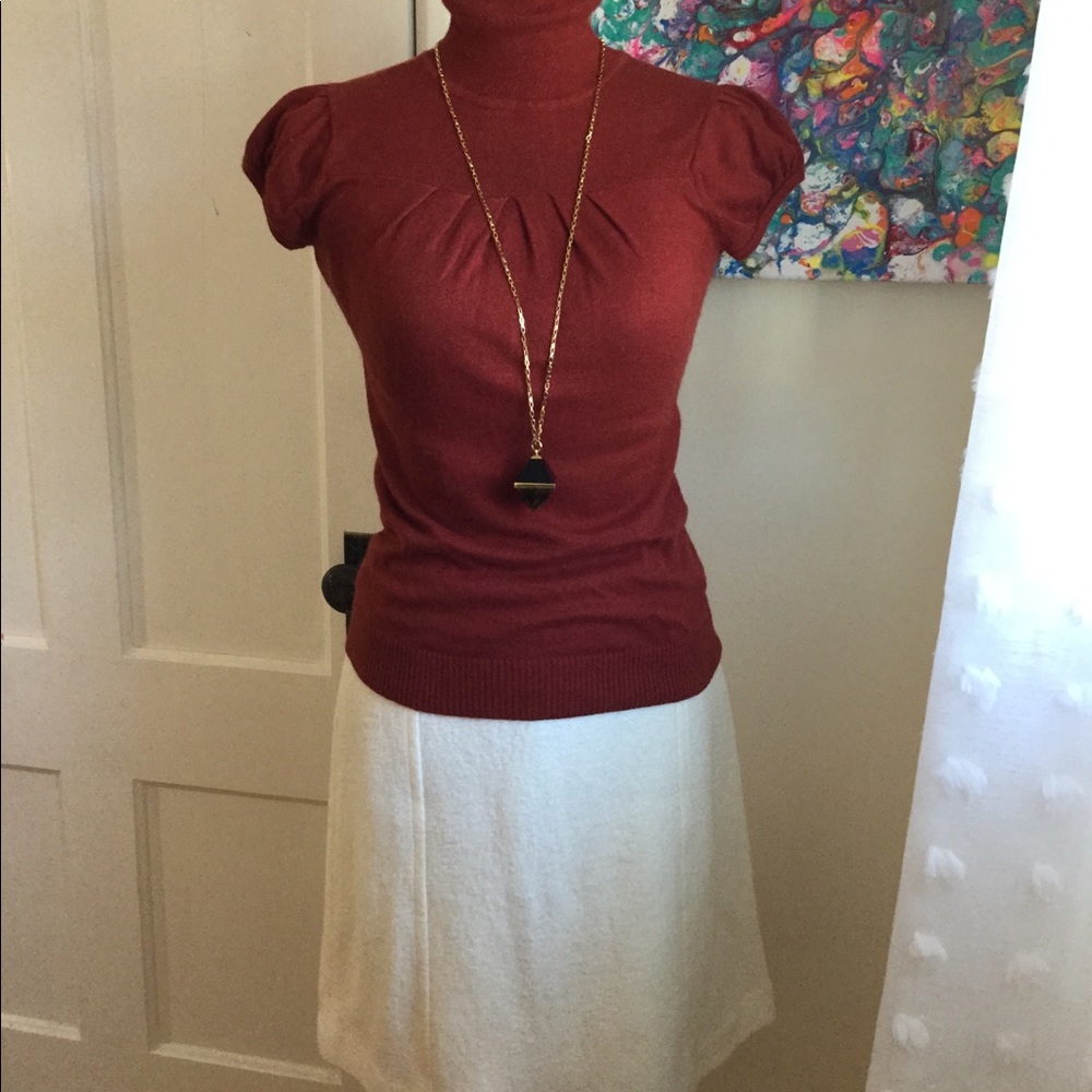 Ann Taylor Winter White Boiled Wool Skirt Sz 2P